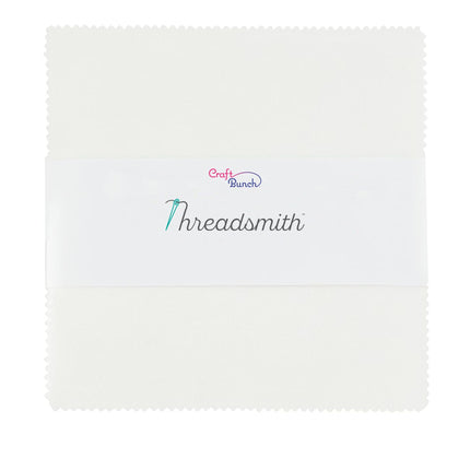 Threadsmith - 10 inch Layer Cake for Quilting - 42 Precut Cotton Fabric Squares (White)