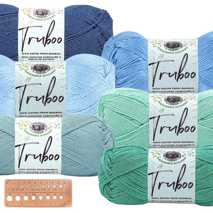 Lion Brand Yarn - Truboo - 6 Pack with Needle Gauge