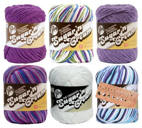 Lily Sugar 'n Cream Yarn - 100% Cotton - Assortment (Purple Pop)