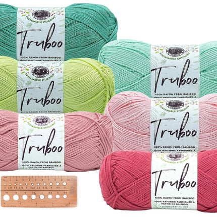 Lion Brand Yarn - Truboo - 6 Pack with Needle Gauge
