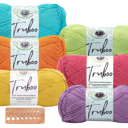 Lion Brand Yarn - Truboo - 6 Pack with Needle Gauge