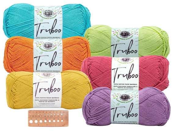 Lion Brand Yarn - Truboo - 6 Pack with Needle Gauge