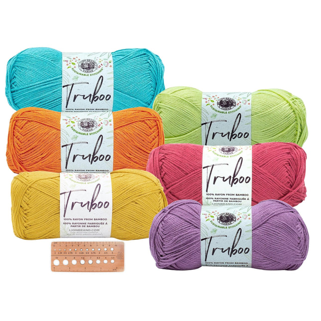 Lion Brand Yarn - Truboo - 6 Pack with Needle Gauge