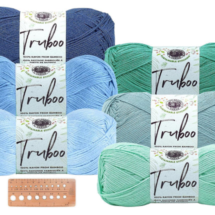 Lion Brand Yarn - Truboo - 6 Pack with Needle Gauge