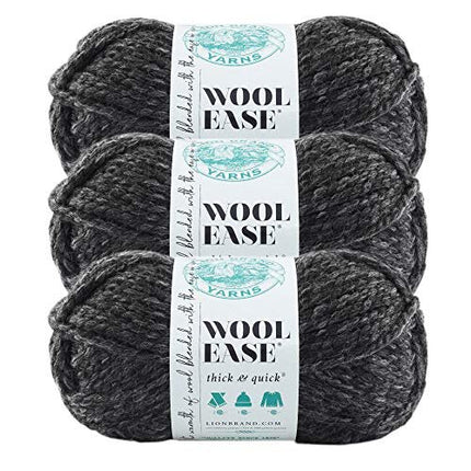 Lion Brand Yarn - Wool-Ease Thick & Quick - Solid Colors - 3 Pack with Pattern Cards - 640-099 (Fisherman)