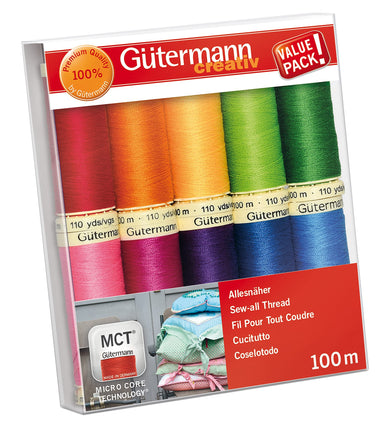 Gutermann Sew-All Colorful Set 100% Polyester Thread Set 10 x 100m Reels