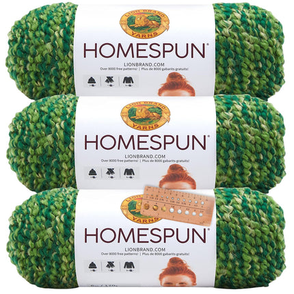 Lion Brand Yarn - Homespun - 3 Pack with Needle Gauge (Windsor)