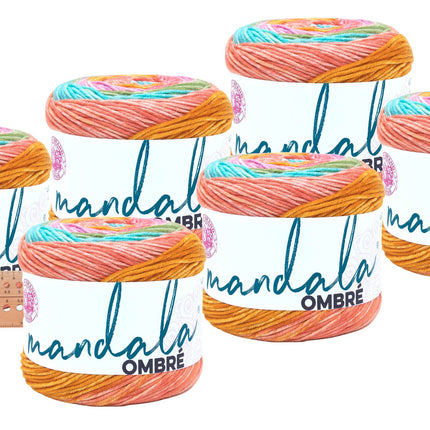 Lion Brand Yarn -Mandala Ombre - 6 Pack with Needle Gauge