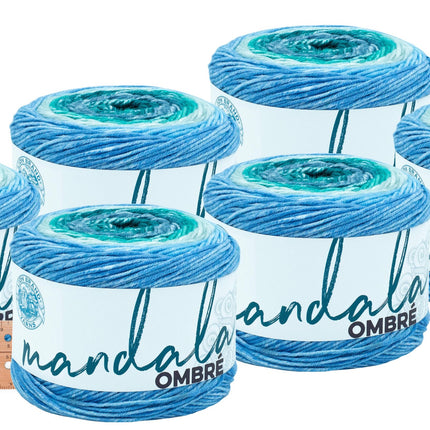 Lion Brand Yarn -Mandala Ombre - 6 Pack with Needle Gauge