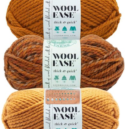 Lion Brand Yarn - Wool-Ease Thick & Quick - 3 Skein Assortment (Autumn)