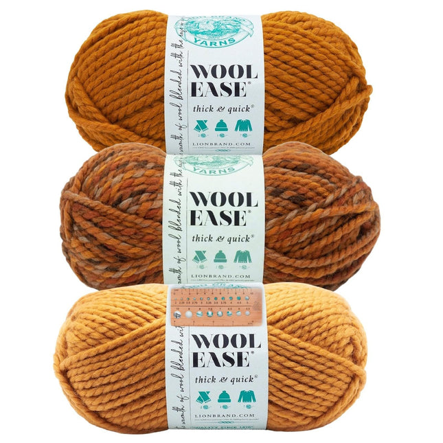 Lion Brand Yarn - Wool-Ease Thick & Quick - 3 Skein Assortment (Autumn)