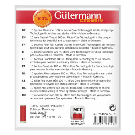 Gutermann Sew-All Colorful Set 100% Polyester Thread Set 10 x 100m Reels