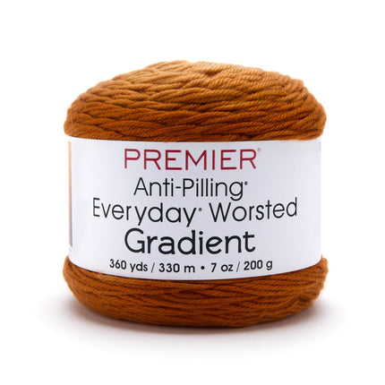 Premier Yarns Everyday Worsted Gradient 3-Pack with Gauge Tool, 100% Anti-Pilling Acrylic #4 Medium Ombre Cakes for Crochet and Knitting, 1080 Yds