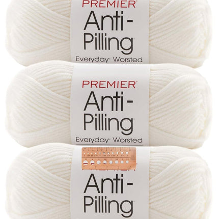Premier Yarns Anti-Pilling Everyday Worsted Yarn 3-Pack with Gauge Tool, 100% Acrylic Medium #4 Weight Skeins for Crochet and Knitting Baby Blankets, 540 Yds (Pumpkin)