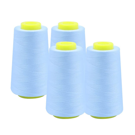 EVERLOCK Serger Thread – 4 Cones, 3000 Yards Each – 40 Weight, 2-Ply Spun Polyester – Strong, Low-Lint Overlock Thread for Serger Machines – All-Purpose Sewing & Finishing (Baby Blue)
