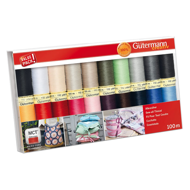 Gutermann Thread Set: Sew-All: 100m: Pack of 20, Assorted
