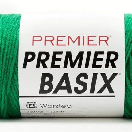 Premier Basix Yarn Bundle – Red, White & Green – 3 Skeins + Tapestry Needles – Worsted #4 Acrylic Yarn for Knitting, Crochet, Holiday Projects