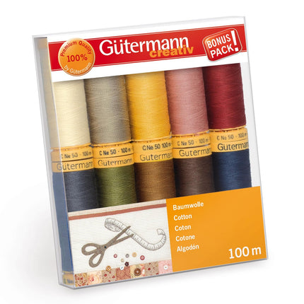 Gutermann 734521-2 Thread Set Natural Cotton 50 100m x 10 reels