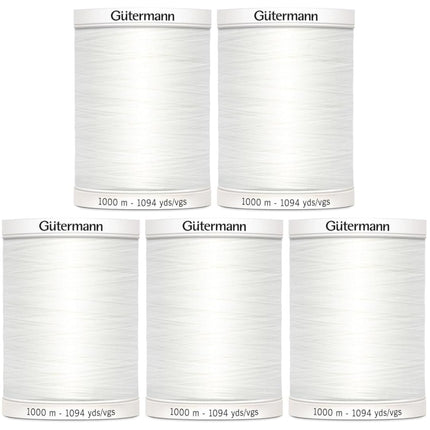 Gutermann Sew-All Thread 1,094yd, Nu White - 5 Pack