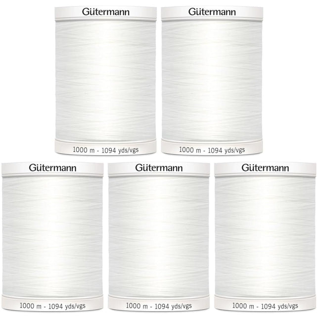 Gutermann Sew-All Thread 1,094yd, Nu White - 5 Pack