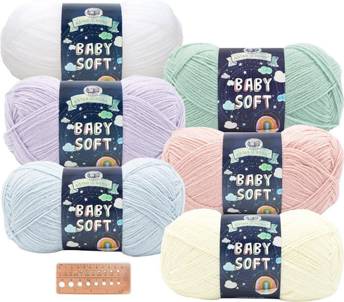 Lion Brand Yarn - Baby Soft - 6 Skein Assortment (Pastels)