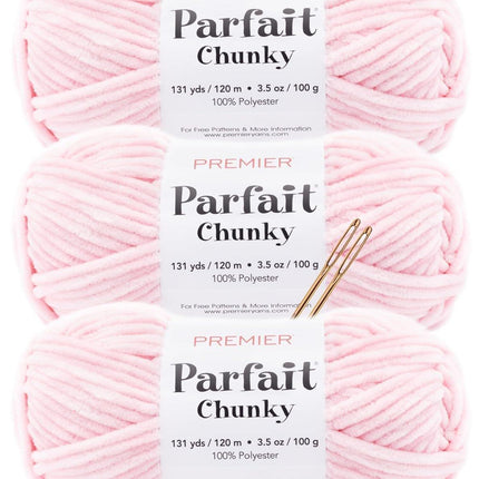 Premier Yarns Parfait Chunky Chenille Yarn - 3 Pack with Tapestry Needles, Super Bulky #6, Oeko-TEX Certified, 131 Yards Each (Parent)