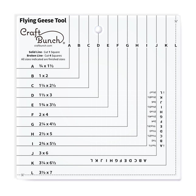 Craft Bunch - Non-Slip Flying Geese Tool Quilting Ruler Template - 8.5" x 8.5"