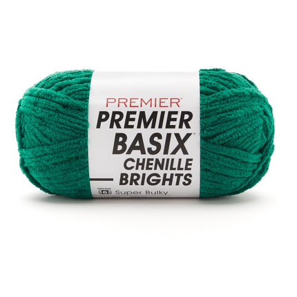 Premier Yarns Basix Chenille Brights Super-Bulky 3-Pack with Tapestry Needles, 100% Polyester #6 Weight Skeins for Crochet and Knitting Blankets, 336 Yds