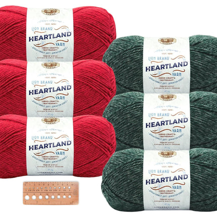 Lion Brand Yarn - Heartland - 6 Skein Assortment with Needle Gauge - Parent