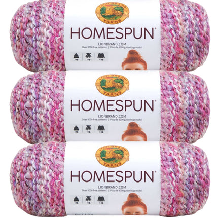 Lion Brand Yarn - Homespun - 3 Pack with Pattern Cards in Color