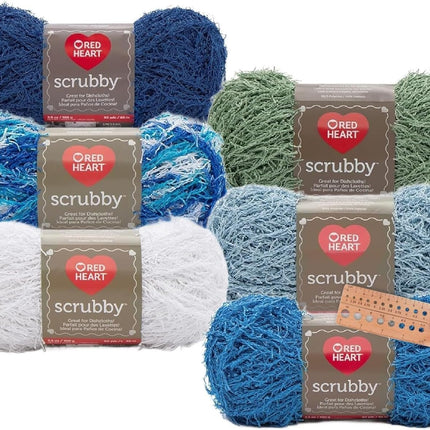 Red Heart Scrubby Yarn - 6 Skein Assortment (Waves)