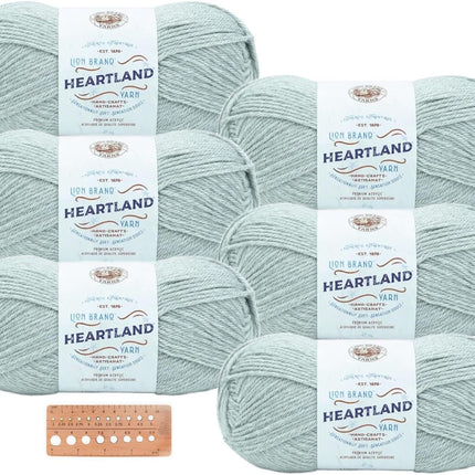 Lion Brand Yarn - Heartland - 6 Skeins with Needle Gauge (White Sands)