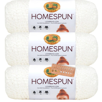 Lion Brand Yarn - Homespun - 3 Pack with Needle Gauge (Windsor)
