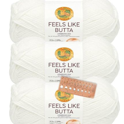 Lion Brand Yarn - Feels Like Butta - 3 Pack (White)