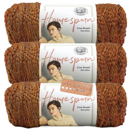 Lion Brand Yarn - Homespun - 3 Pack with Pattern Cards in Color