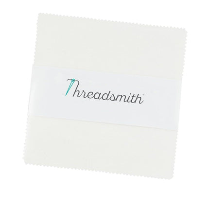 Threadsmith - 5 inch Charm Pack for Quilting - 42 Precut Cotton Fabric Squares (White)
