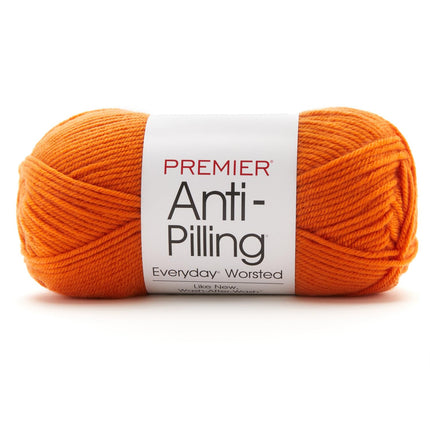 Premier Yarns Anti-Pilling Everyday Worsted Yarn 3-Pack with Gauge Tool, 100% Acrylic Medium #4 Weight Skeins for Crochet and Knitting Baby Blankets, 540 Yds (Pumpkin)