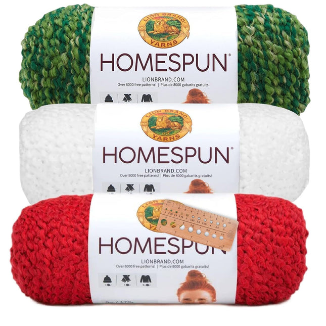 Lion Brand Yarn - Homespun - 3 Pack Assortment (Holiday)