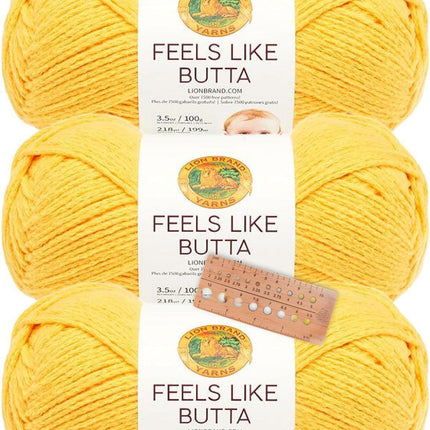 Lion Brand Yarn - Feels Like Butta - 3 Pack (Yellow)