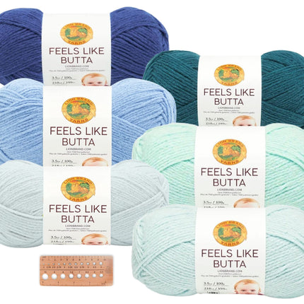 Lion Brand Yarn - Feels Like Butta - 6 Skein Assortment (Ocean Foam)