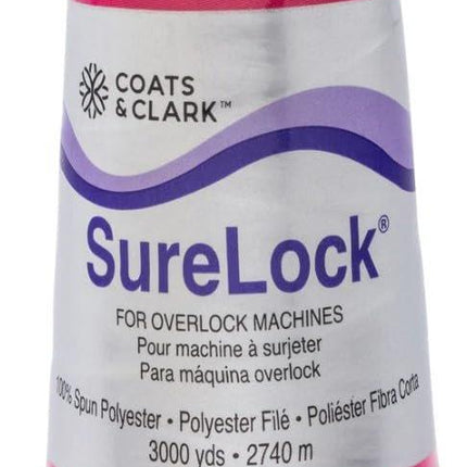 Coats & Clark - SureLock Serger Thread - 4 Cones (Purple, Tangerine, Bahama, Bright Fuschia)