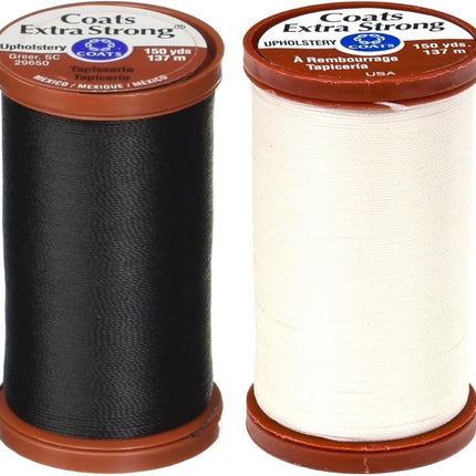 Coats & Clark Extra Strong Upholstery Thread, 150-Yard Spools (Black & Natural Cream/White)