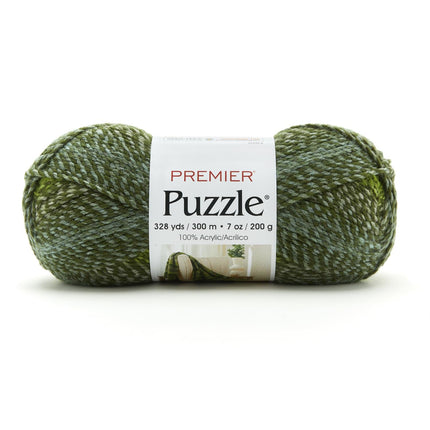 Premier Yarns Puzzle Bulky Yarn 3-Pack with Gauge Tool, 100% Acrylic Soft Self-Striping #5 Weight Craft Cakes for Crochet Sweaters and Blankets, 984 Yds Total