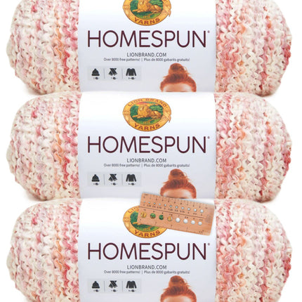 Lion Brand Yarn - Homespun - 3 Pack with Needle Gauge (Windsor)