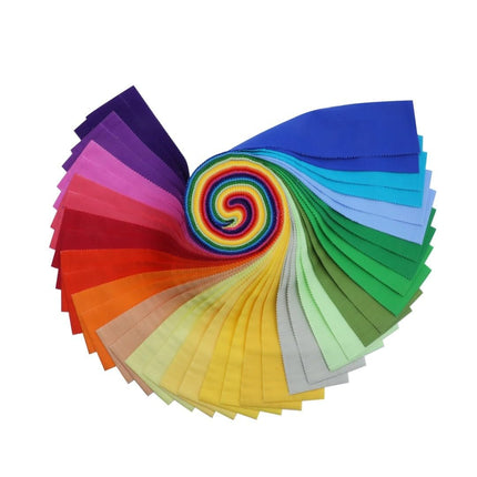 Threadsmith Jelly Roll Fabric Strips – 40 Precut Strips, 2.5" x 44" – 100% Premium U.S. Cotton – 20 Bold Colors – Quilting & Sewing Precuts for DIY Crafts & Patchwork