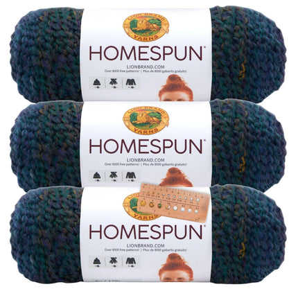 Lion Brand Yarn - Homespun - 3 Pack with Needle Gauge (Windsor)