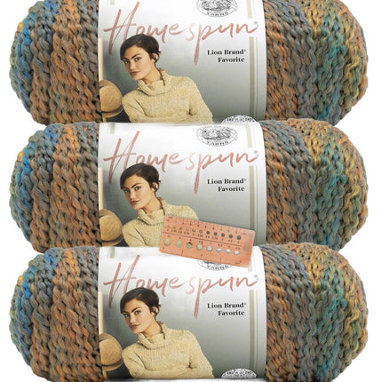 Lion Brand Yarn - Homespun - 3 Pack with Pattern Cards in Color