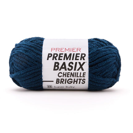 Premier Yarns Basix Chenille Brights Super-Bulky 3-Pack with Tapestry Needles, 100% Polyester #6 Weight Skeins for Crochet and Knitting Blankets, 336 Yds