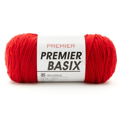 Premier Basix Yarn Bundle – Red, White & Green – 3 Skeins + Tapestry Needles – Worsted #4 Acrylic Yarn for Knitting, Crochet, Holiday Projects