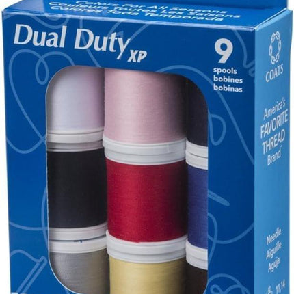 Coats & Clark Dual Duty XP Thread Set – 9 Spools, 125 Yards Each – All-Purpose Polyester Thread for Sewing Machines and Hand Stitching – Assorted Colors